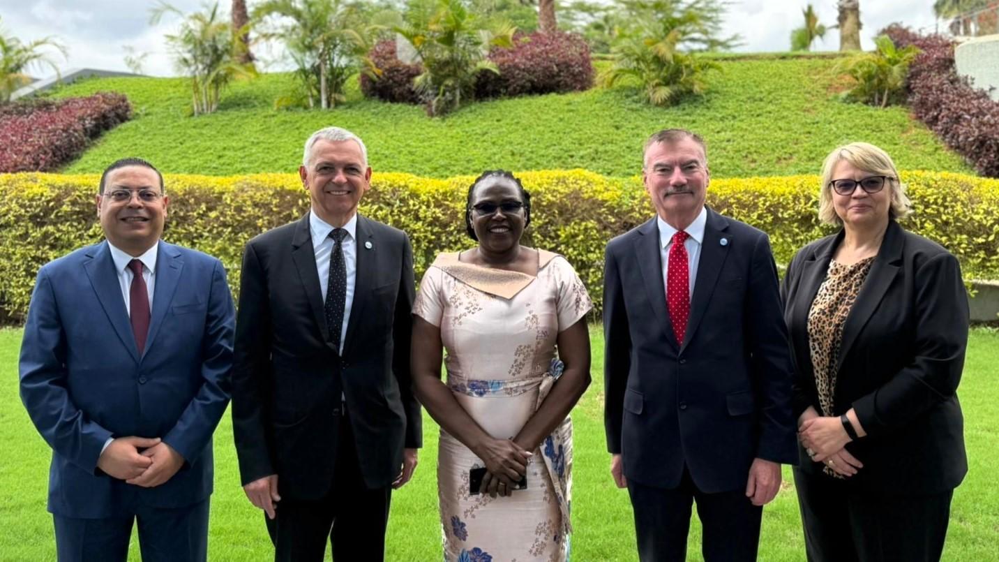 Walid Ben Salah, Incoming President, PAFA; Jean Bouquot, President, IFAC; Keto Kayemba, President, PAFA; Lee White, Chief Executive Officer, IFAC; Alta Prinsloo, Chief Executive Officer, PAFA