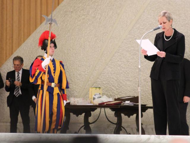 IFAC President Olivia Kirtley speaking at the Vatican