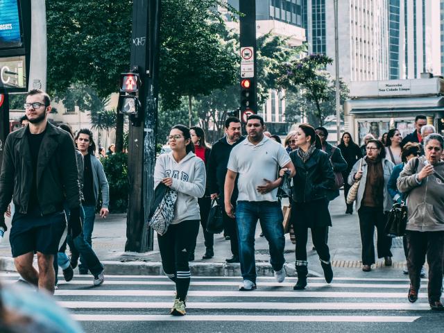 Pedestrians crossing the road