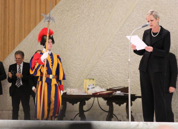 IFAC President Olivia Kirtley speaking at the Vatican