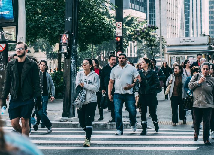 Pedestrians crossing the road