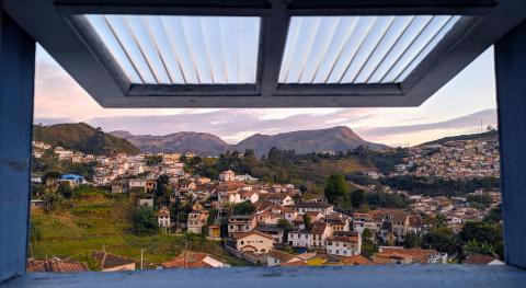 Ouro Preto village outside of a window